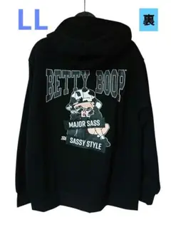 【新品】Betty Boop 裏起毛フード付きジップパーカー LLサイズ 黒