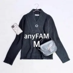 エニィファム/ニット/リブ編み/コットン混/Mサイズ/Vネック風