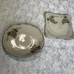 【焼物】楕円皿 と 角皿 の2枚セット