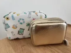 FANCL ポーチ 2点セット サマー柄 ゴールド