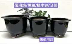 미사용 特価❕常滑焼 黒釉 植木鉢 ３個組 3サイズ 盆栽鉢 ガーデニング
