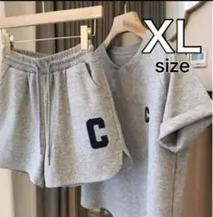 XL グレー 部屋着 ルームウェア 半袖 セットアップ　Tシャツ パジャマ