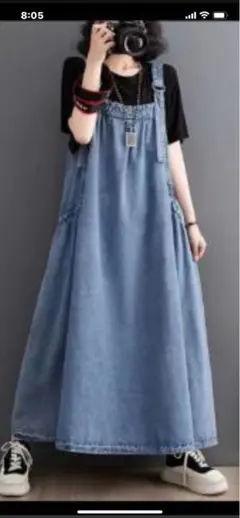 新品！！＊ライトブルーのゆったりしたジャンバースカート：サイズM＊