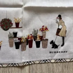 新品未使用　BURBERRYバーバリーハンカチ 花柄 犬柄 ヴィンテージ