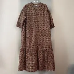 美品。niko and...ペイズリー柄ロングワンピース　M 茶