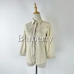 Burberry LONDON ピンタック フリル 刺繍ロゴ ブラウス