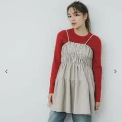 cocaフロッキードットキャミチュニックベージュL