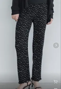 coca ドットプリーツパンツ M 黒