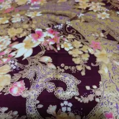花柄　赤紫系　約110✕50 生地　はぎれ　ハンドメイド