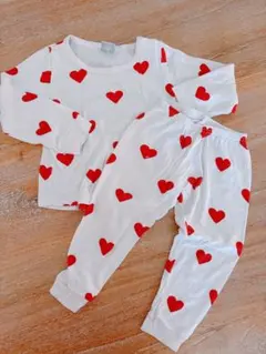 プチバトー　PETITBATEAU パジャマ　ハート柄　長袖　2ans 86cmのサムネイル