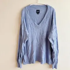 GAP ギャップ ニット セーター Vネック 長袖 青 L 青色 コットン