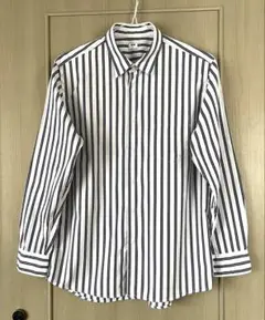 ユニクロ ワイシャツ L ストライプ ネイビー