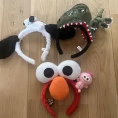 エルモ・恐竜・さスヌーピー　カチューシャ 3点セット