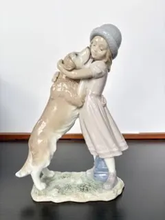リヤドロ♥お誕生日のキッス♥少女 犬 ケーキ 高さ22センチ - メルカリ