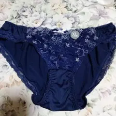 ネイビー XL 花柄刺繍 ショーツ新品