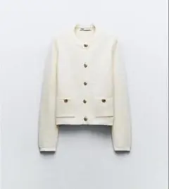 ZARA ゴールドボタンニットカーディガン　M