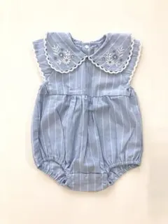 プティマイン　ストライプ柄襟付きロンパース 70cm