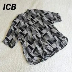 ICB Back Satin Amunzen バンドカラーブラウス シャツ Sのサムネイル