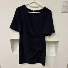 BORN Y ネイビー 半袖ひざ丈ワンピース