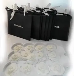 シャネル紙袋10カメリア10リボン付き