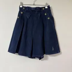 ポンポネット タックキュロット M150 プリーツスカート風 デニムキュロット