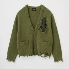 GRANCY ダメージデザインブークレニットカーデガン カーキ S - メルカリ