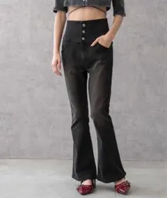 WEGO/ハイウエストストレッチフレアデニムパンツ