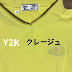 激レア　Y2K courrèges クレージュ ポロシャツ M イエロー ロゴのサムネイル