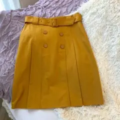 UNTITLED アンタイトル ウール スカート ベルト付 マスタード M
