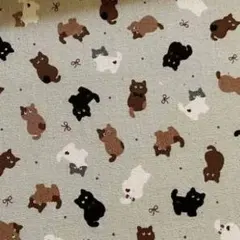 シーチング ミニミニ猫 ベージュ 1M 生地