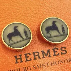 【美品】エルメスHERMES コロゾ 従者と馬 イヤリング ゴールド レディースのサムネイル