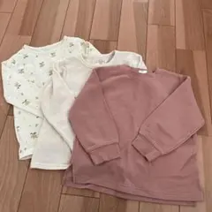 長袖カットソー3枚セット（ピンク・ホワイト・花柄）　110