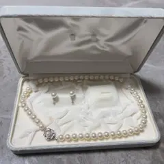 アコヤ 本真珠 パール ネックレス イヤリングセット Silver 冠婚葬祭