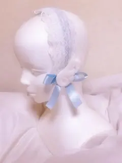 ヘッドドレス ハンドメイド 天使界隈 水色 白 地雷系 天使 ロリィタ 量産型