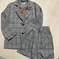 茶色系チェック柄 セットアップ