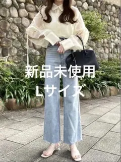 【新品タグ付】GRL グレイル フリンジヘムセミフレアデニムパンツ cu166