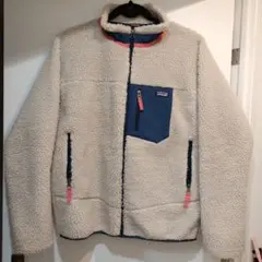 patagonia フリースジャケット クリーム/ネイビー Kids XXL
