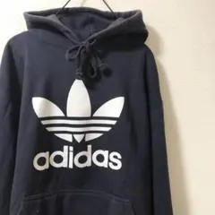 【美品】adidas アディダスオリジナルス　デカロゴパーカ　ゆるだぼ　ネイビー