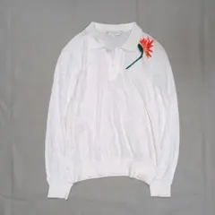 90s ChristianDior ポロシャツ 花柄 刺繍 長袖 日本製 y2k