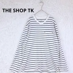 THE SHOP TK 長袖Tシャツ L メンズ ボーダー 白 黒 ポケット付きのサムネイル