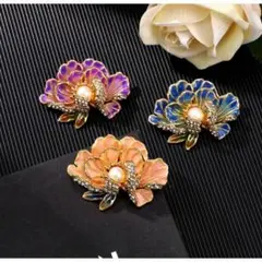 ブローチ花ピンクキラキラ大お洒落セレモニー大人可愛い中華上品豪華華やかコサージュ