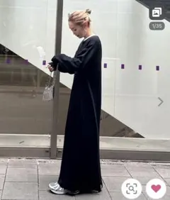 チャオパニックティピー ウール混クルーネックニットワンピース ブラック L