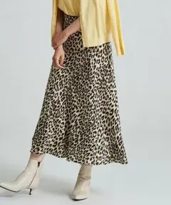 L03366)Ballsey レオパードプリント セミフレアミディスカート 36のサムネイル