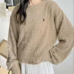 【U.S. POLO ASSN.」シャギーワンポイント刺繍ニット