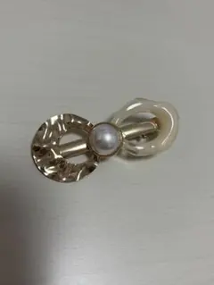 リボン パール ヘアクリップ ヘアピン ヘアアクセ ゴールド