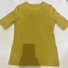 UNIQLO リブクルーネックT 五分袖 イエロー