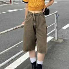 CIAOPANIC オーバーダイデニムショーツ カーキ
