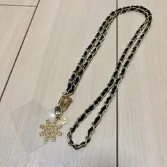 ネックストラップ レザー スマホストラップ シャネル スノーフレークチャーム