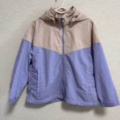 GU キッズ フード付きウィンドブレーカー パープル×ピンクベージュ