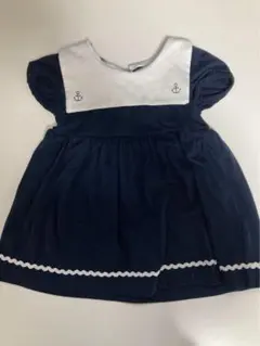 ベビー　半袖　ワンピース　セーラー襟 ネイビー